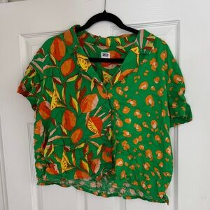 Tabitha Brown x Target Colorful Green and Orange Button-Up Shirt